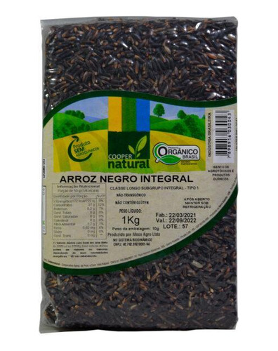 Kit 6x: Arroz Negro Integral Orgânico Coopernatural 1kg