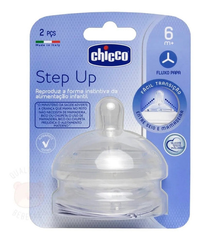 Bico Para Mamadeira Step Up Fluxo Papa 6m+ 2un Da Chicco