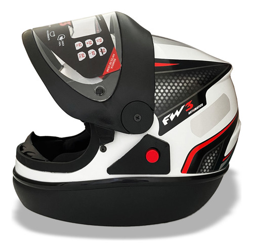 Capacete Fw3 Automatic Ad Fechado Viseira Cristal Narigueira