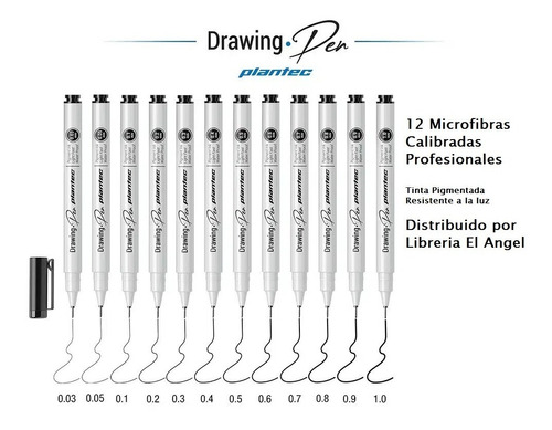 Set Microfibras Drawing Pen Puntera Metal Japones 0,03  1 Mm