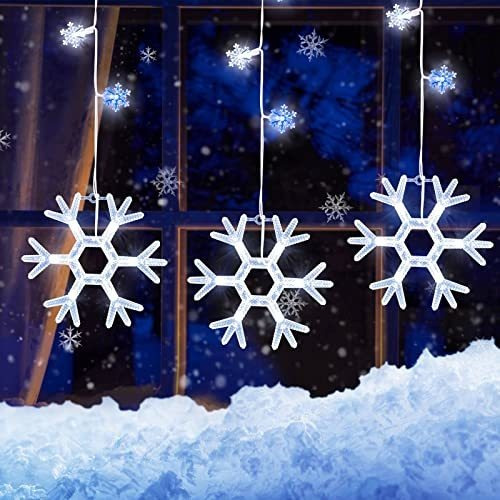 Luces Navideñas 7 Copos De Nieve Unidos Colgante Decoración