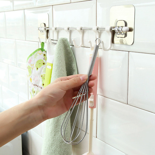6 Ganchos Rack De Pared Autoadhesivo Rack De Cocina Rack