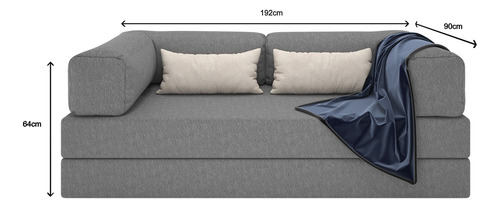 Puff Na Caixa Sofá Cama 3 Em 1 Modular 2 Lugares Dobrável