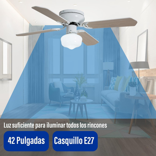 Lampara Ventilador De Techo 2p Abanico 4 Mdf Control Remoto
