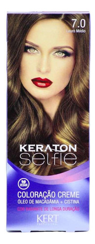 Tinta P/ Cabelo 7.0 Louro Médio Keraton Kert Agua Oxigenada 7.0 Louro Médio