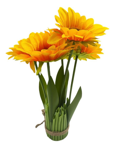 Maceta De Girasoles Flor Artificial Decoracion 2pz Flores 30