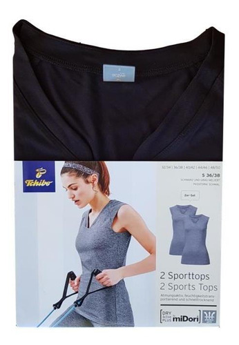 2 Tops Deportivos Negro Gris Mujer