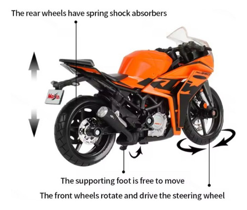 Maisto 1:18 Ktm Rc 390 Deportiva 2023 A Escala Naranja