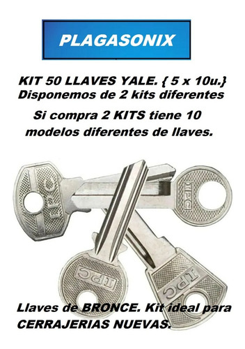 Imagen 2 de 8 de Llaves Virgenes Tipo Yale 50 Unid. Surtido 5 Mod. X 10 Unid.