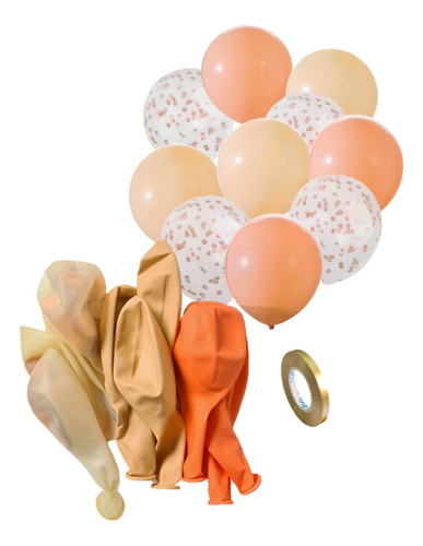 Set X 10 Globos Látex Mango Beige + Látex C/ Confeti M121