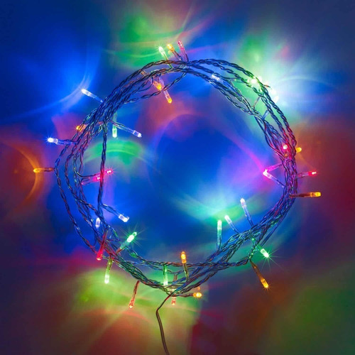 50 Luces Navidad Led 5 Metros Cable Cristal Multicolor