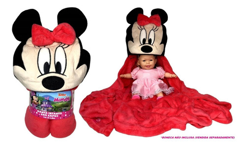 Manta Infantil Com Capuz Minnie Mouse Menina Rosa Disney