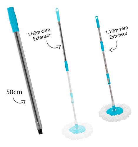 Imagem 3 de 5 de Cabo Extensor Para Mop Giratorio Tam. 50cm Ud438