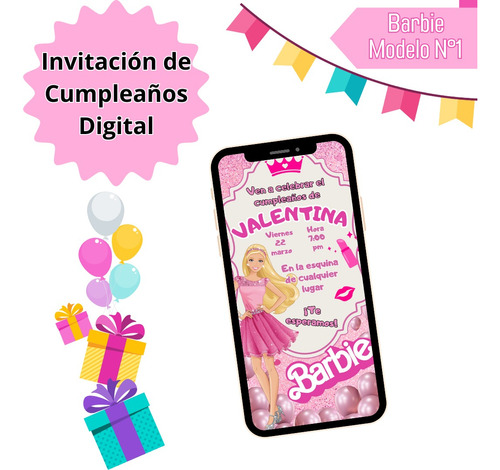 Invitación De Cumpleaños Digital Barbie