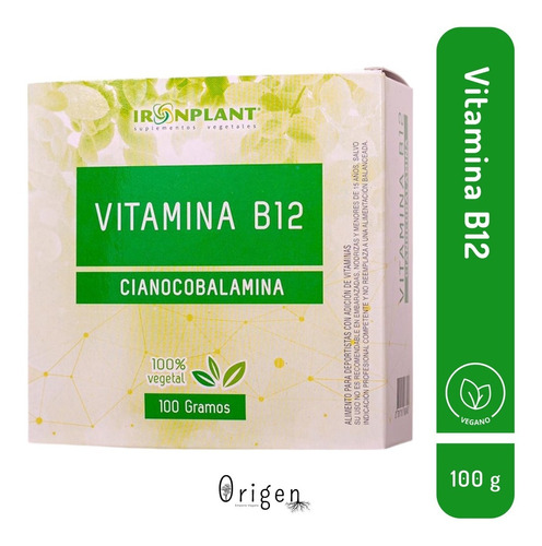 Imagen 1 de 3 de Vitamina B12 Cianocobalamina Ironplant Suplemento Vegano 