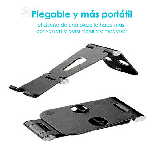 Soporte Metal Celular Tablet Pad De 4'' A 13'' Lujo Abatible Color Negro