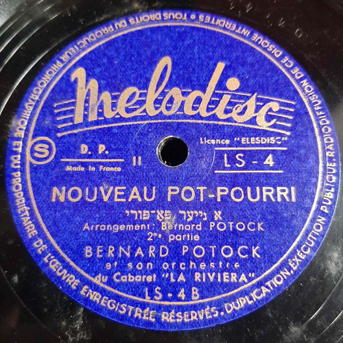 Pasta Bernard Potock Orquesta Cabaret Riviera Melodisc C438