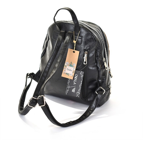 Imagen 5 de 7 de Mochila Ecocuero Dama Mujer Combinada Divisiones Basilea