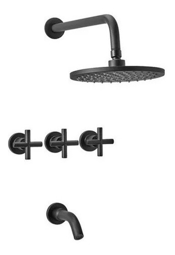 Imagen 2 de 3 de Juego Griferia Baño Peirano Black Velvet Lavatorio Ducha Cta