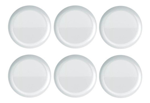 Kit de 6 platos planos redondos Opaline Blanc, cristal blanco Duralex