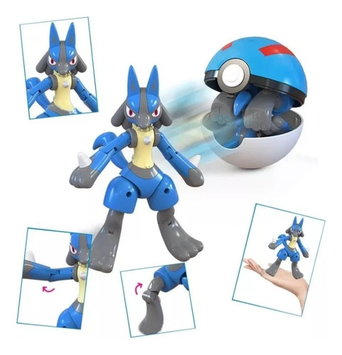 Pokebola Com Pokemon Lucário De Brinquedo Articulado Coleção