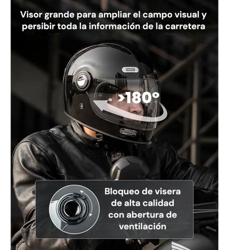 Casco Ilm / Torc Integral Vintage Retro Visera Grande Negro Monocolor M