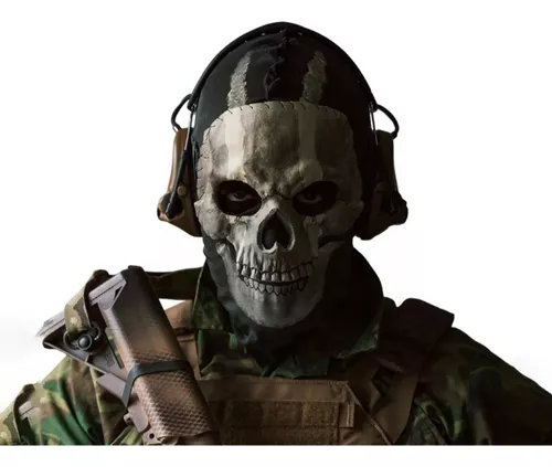 Máscara Caveira Crânio Esqueleto Personagem Ghost Cod Mw2 Cor Cinza Desenho  Call Of Duty