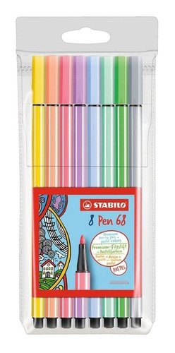 Rotulador Stabilo Pen 68 Pastel Estuche Con 8 Colores