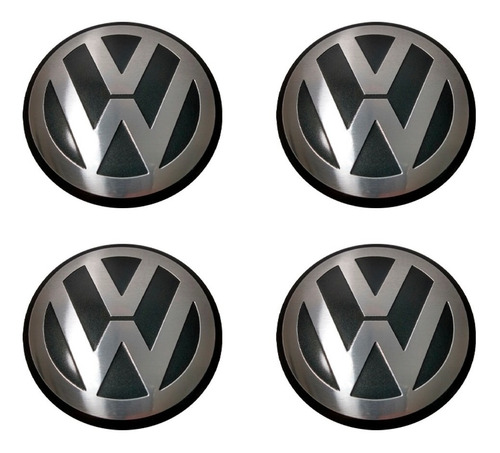 Kit 4 Emblema Volkswagen 65mm Para Calota Miolo Centro Vw