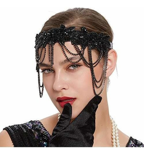 Diademas - Latimoon 1920s Flapper Headband Great Gatsby Sil