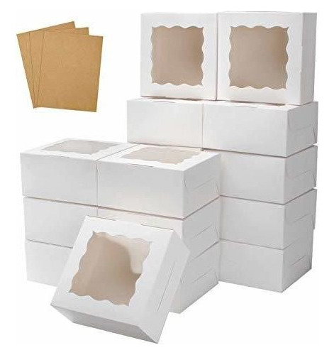 30 Cajas De Panadería Blancas Ventana De 6 X 6 X 3 Pul...