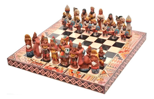 Tabuleiro Jogo Xadrez Madeira Peruano Incas Espanhois 40x40