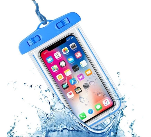 Alitrade funda sumergible protectora agua waterproof bolsa de celular color celeste