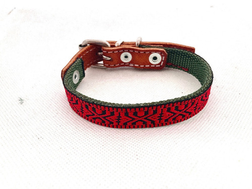 Collar De Piel/nylon Artesanal #14 (26-33 Cms)huichol