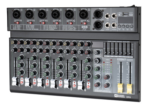 Mezcladora  Audio Df6n 256 Efectos Dsp 6 Canales Consola
