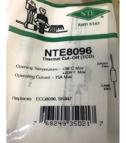 Fusible Termico Nte 8096 98c Thermal Cut Off 15amp 209f