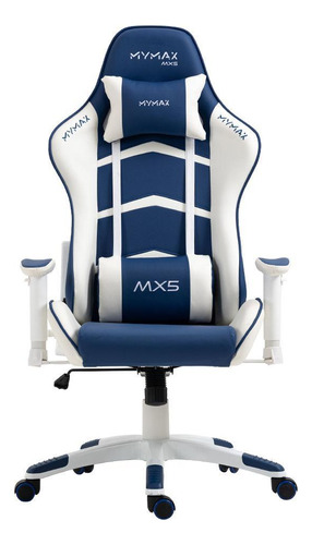 Cadeira Gamer Mx5 Giratória Branco E Azul Marinho Mymax