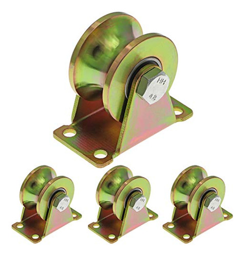 4 Pcs 2  Utype Groove Wheel Heavy Duty Rigid Caster Wit...