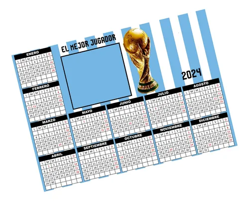 comprar Calendario Imprimible 2024 Con Foto Argentina Copa Mundial
