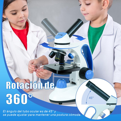 Foowei Microscopio Monocular Profesional 40x-2000x Zoom Óptico Con Iluminación Led Y Adaptador Para Celular Ideal Para Laboratorio Estudiantes Y Uso Académico