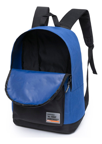 Mochila Onbongo Escolar Faculdade Notebook Cor Azul Desenho Do Tecido Lisa