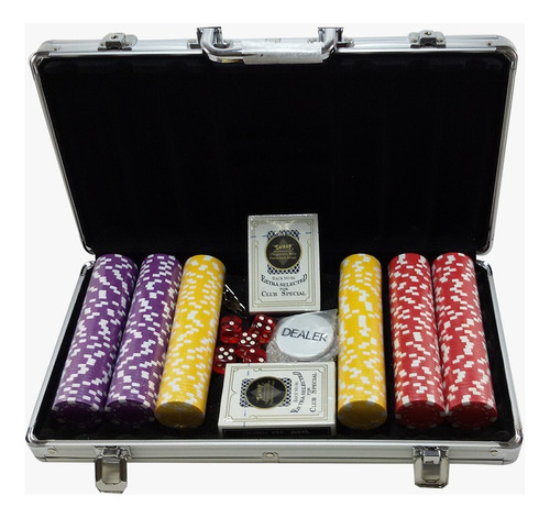 Maleta De Poker 300 Fichas Sem Numeração Completo 11,5 Grs