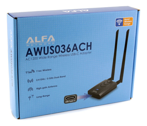 Adaptador Wi-fi Alfa De Largo Alcance De Doble Banda Ac1200