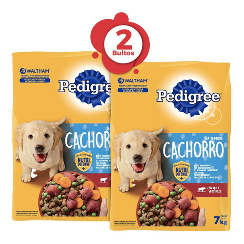 2 Bultos De Comida Pedigree Perro Cachorro 7kg C/u