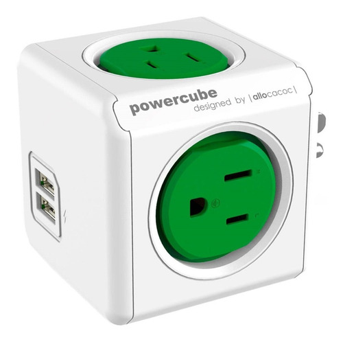 Multitoma Powercube By Allocacoc  4 Tomas + 2 Usb  Verde