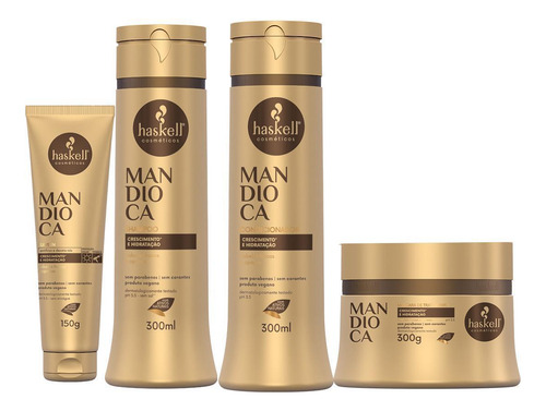 Condicionador Haskell Kit Sh Cond Máscara 300 com Leave-in Haskell Mandioca Kit Sh Cond Máscara 300 e Leave-in Haskell Mandioca Kit De Shampoo