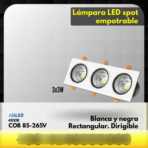 Lampara Led Cob Spot Emp Dir 3x3w Circ Ng 4k 85-265v Mb