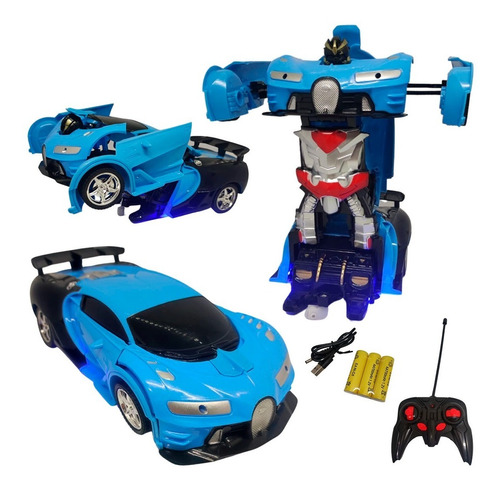 Carro Control Robot Recargable Luz Juguete Transformers 1:18