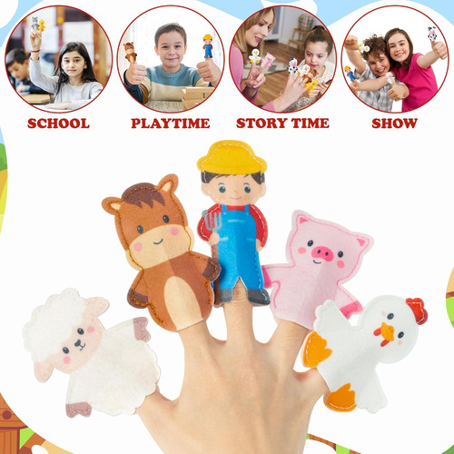 Títeres De Dedo Cocnny - 11 Animales De Granja Para Niños