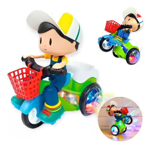 Brinquedo Meninos - Triciclo Com Led, Som, Gira 360 Graus